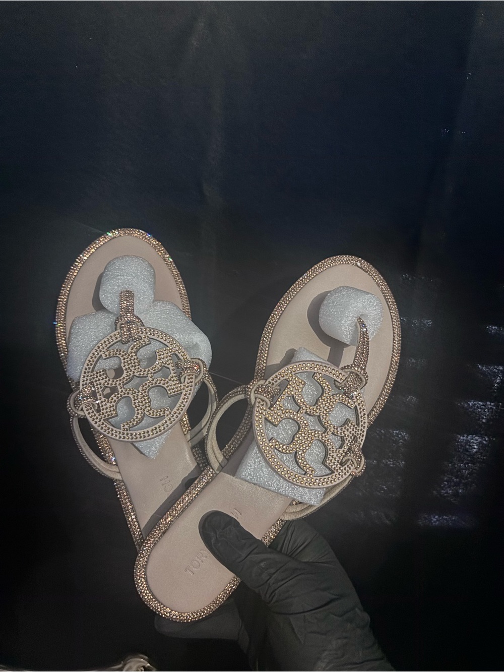 Tory Burch beige Embellished Open-Toe Sandals size 7.5